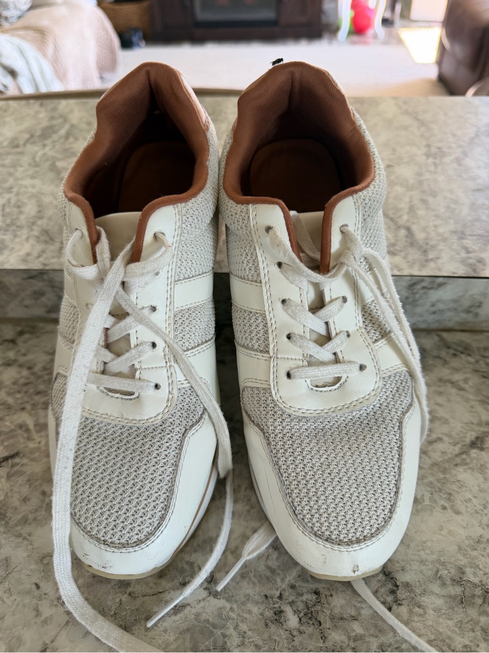 Banana Republic White and Brown Knit Women's Sneakers